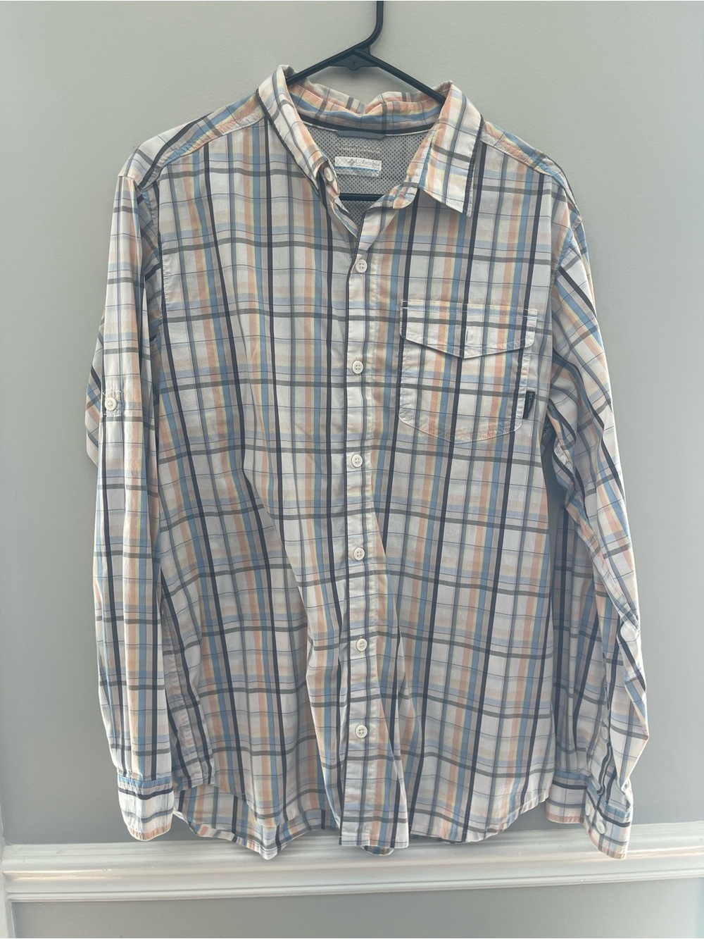 Columbia Men's Plaid Button-Down Shirt - White, Blue & Tan